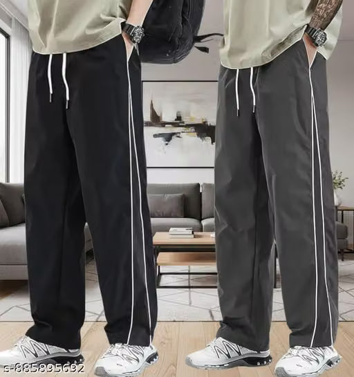 Men’s Track Pants Combo Set of 2 | Relaxed Baggy Fit | Gym, Sports & Everyday Wear